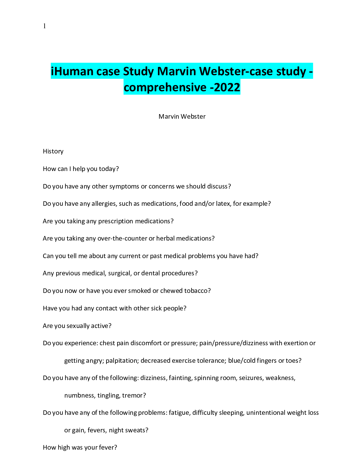 Preview image of iHuman case Study Marvin Webster-case study -comprehensive -2022 document